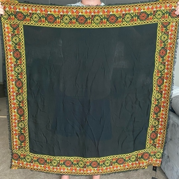 Frye | Women's Embroidered Aztec Patterned Modal Blend Blanket Scarf NWT - Picture 2 of 8